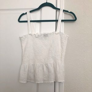 American Eagle Outfitters Smocked Cropped Peplum Top